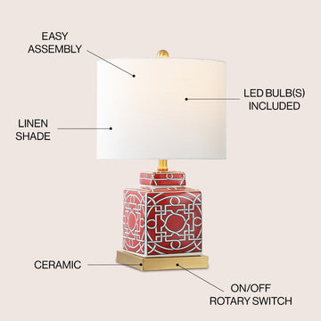 Catherine 22" Ceramic/Metal Ginger Jar LED Table Lamp - JONATHAN Y
